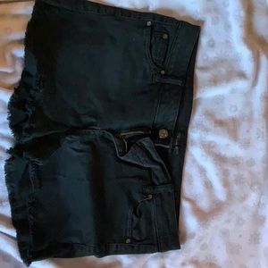Black denim shorts